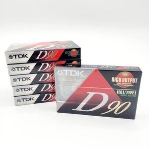 New & Sealed TDK 6 Blank Dynamic Cassette Tapes Low Noise High Output IECI D 90